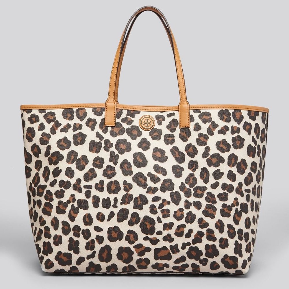 Tory Burch Kerrington Animal Print Coated Tote Handbag